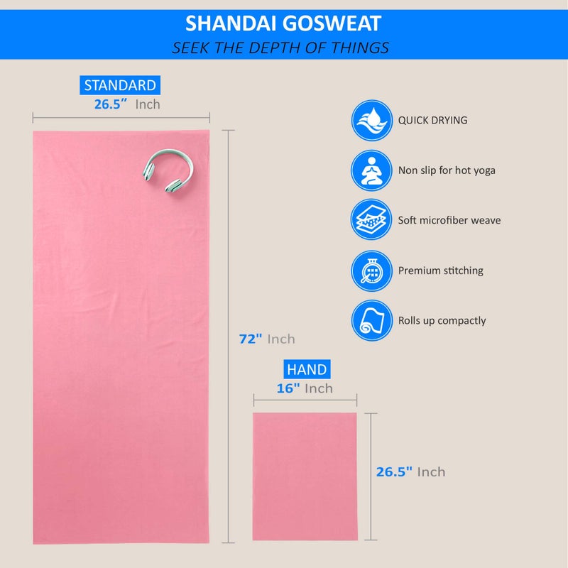 Shandali Super Absorbent, 100% Microfiber, Suede, Bikram/HOT Yoga Towel (26.5 x 72) - Image 2